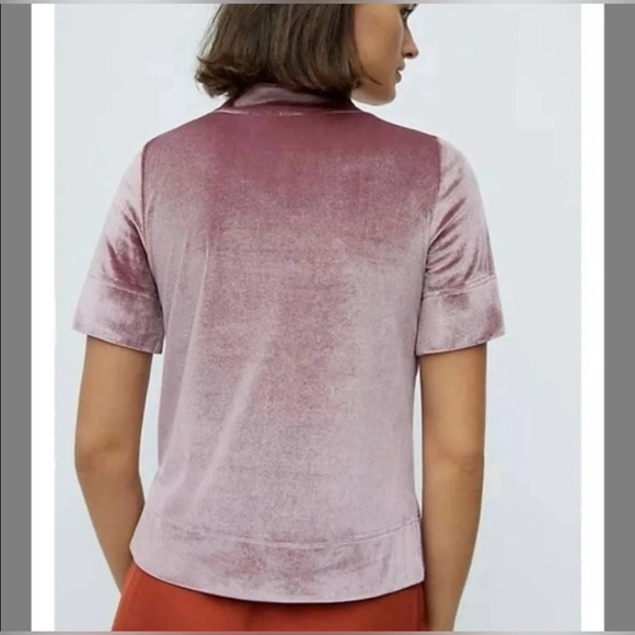 Anthropologie Krisha Velvet Mock Neck Top in Rose (pink) - Picture 6 of 11